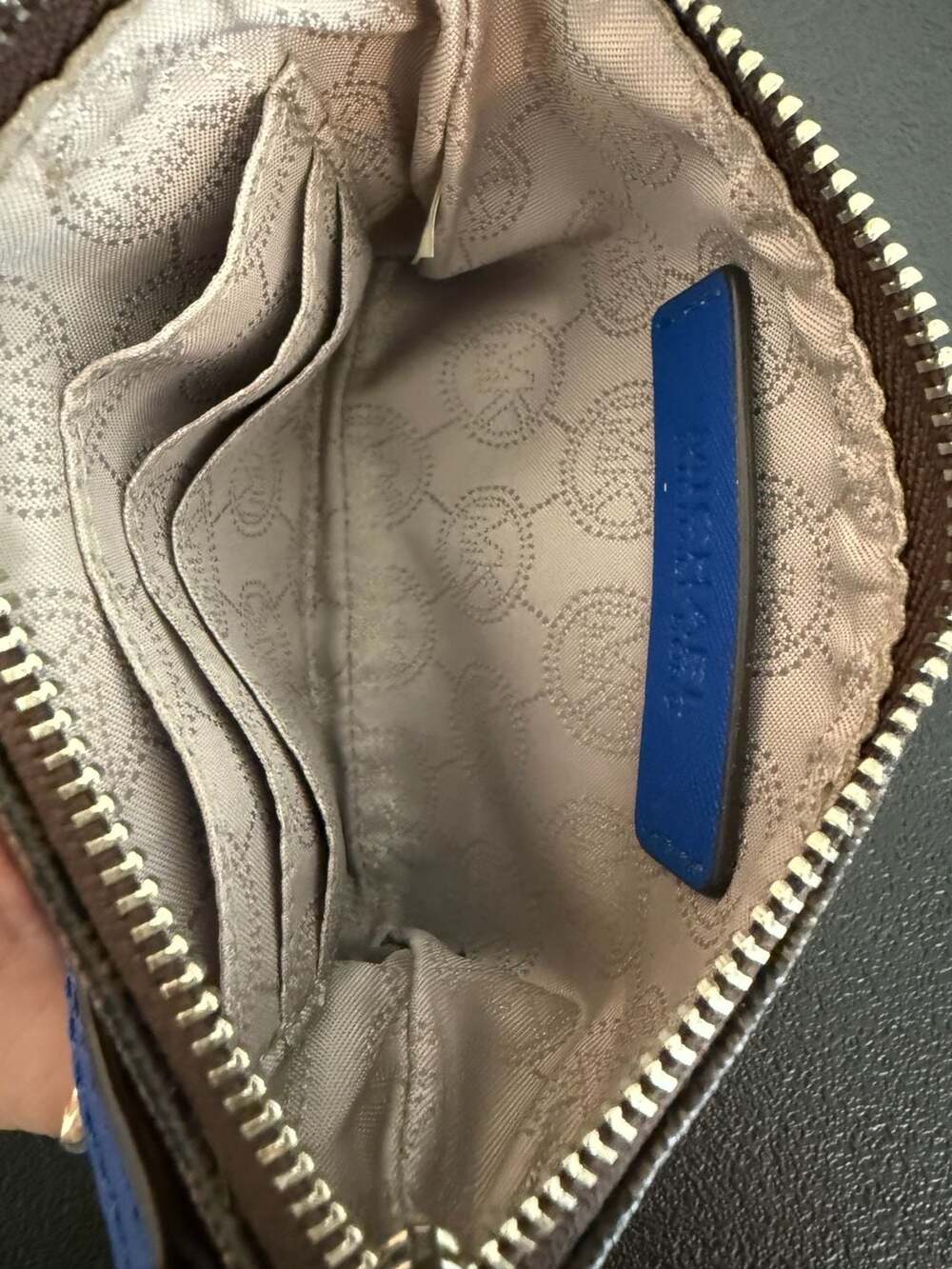 Michael Kors Logo Print Brown and Blue Wristlet Pouch 32T5SJSW1B - Picture 5 of 7